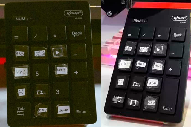 Stream Deck improvisado com teclado numérico.